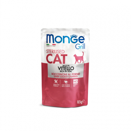 Hrana Umeda pentru Pisici - 3642 MONGE C SPREM POUCHES-CHUNKIES STERIL RICH IN VEAL 85GR