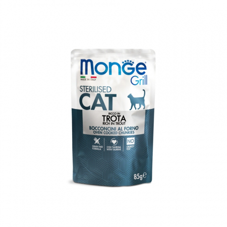 Hrana Umeda pentru Pisici - 3659 MONGE C SPREM POUCHES-CHUNKIES STERIL TROUT 85GR