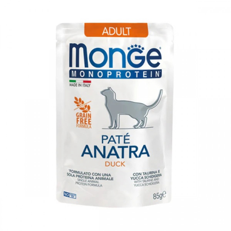 Hrana Umeda pentru Pisici - 3703 MONGE C SPREM POUCHES-PATE ADULT DUCK 85GR