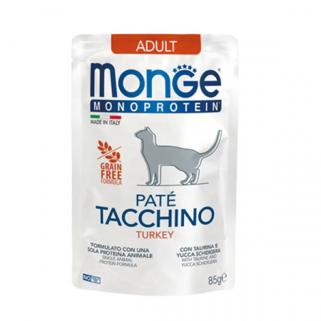 Hrana Umeda pentru Pisici - 3734 MONGE C SPREM POUCHES-PATE ADULT TURKEY 85GR