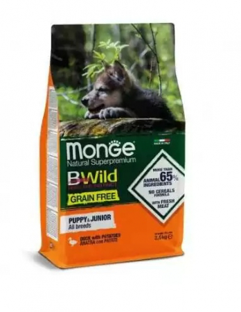 Hrana Uscata pentru Caini - 4787 MONGE D BWILD GF C-CHUNKS PUPPY/JUN DUCK&POTATOES 2,5KG