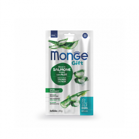 Recompense si Suplimente pentru Caini - 5434 MONGE D GIFT STICKS SKIN SUPPORT SALMON ALOE 45GR