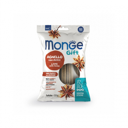 Produse pentru Caini - 5571 MONGE D GIFT DENT STICKS PUPPY&JUN-MIN LAMB ANISE 120GR