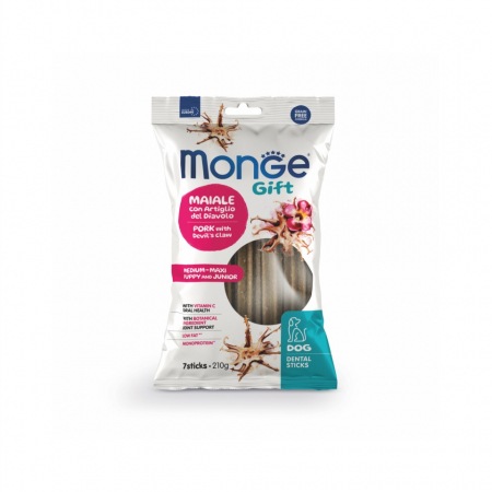 Produse pentru Caini - 5601 MONGE D GIFT DENT S PUPPY&JUN M-MAX PORK DEVIL'S 210GR