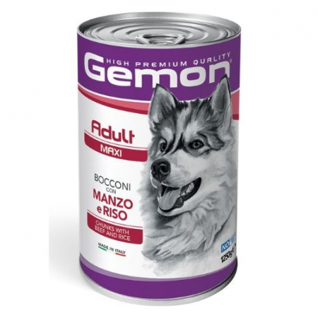 Hrana Umeda pentru Caini - 7903 GEMON D CHUNKS ADULT MAXI BEEF&RICE 1250GR