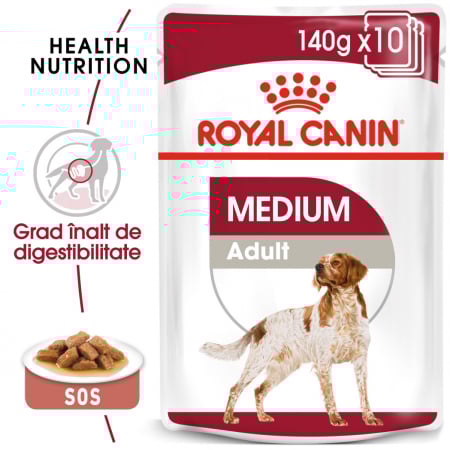 Hrana Umeda pentru Caini - Royal Canin Medium Adult 10x140g
