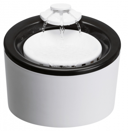 Castroane pentru Mancare si Apa Caini - Adapator Automat, Triple Flow, 2 l Negru/Alb, 24452t