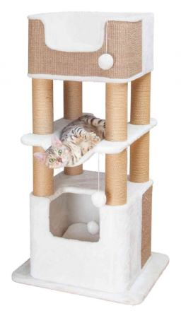 Patuturi, Iglu si Ansambluri Sisal pentru Pisici - Ansamblu De Joaca, Lucano XXL, 58x48 cm/ h: 110 cm, Alb/Taupe, 44669
