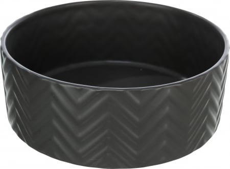Castroane pentru Mancare si Apa Caini - Castron Ceramic, 1.6 l/20 cm, Negru, 25022