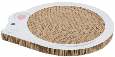 Produse pentru Pisici - Carton De Zgariat, Junior, Forma Soarece, 35x2.5x29.5 cm, Alb, 48040