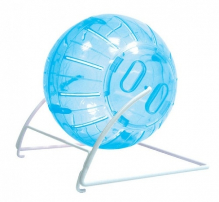 Custi si Accesorii - Minge De Alergare Pentru Rozatoare, 4 in 1, Cu Suport, 11.5 cm, Albastru, Y018