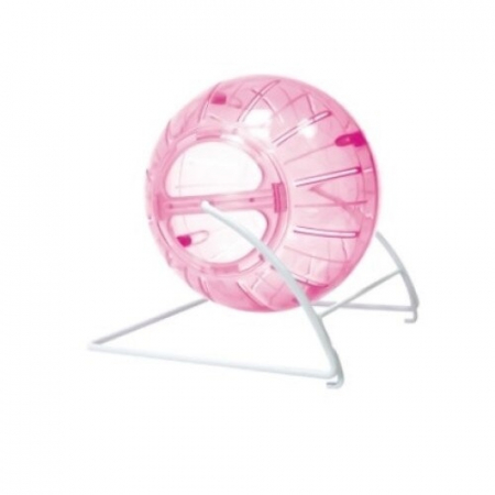 Custi si Accesorii - Minge De Alergare Pentru Rozatoare, 4 in 1, Cu Suport, 11.5 cm, Roz, Y017