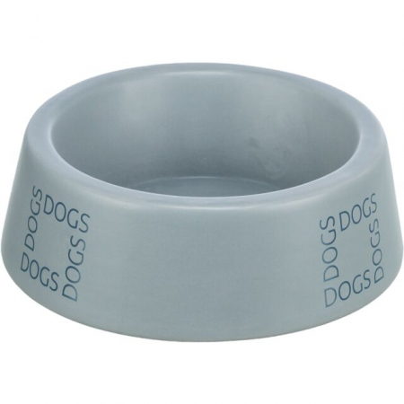 Castroane pentru Mancare si Apa Caini - Castron Ceramic, 0.4 l/ 16 cm, Gri/Albastru, 25224