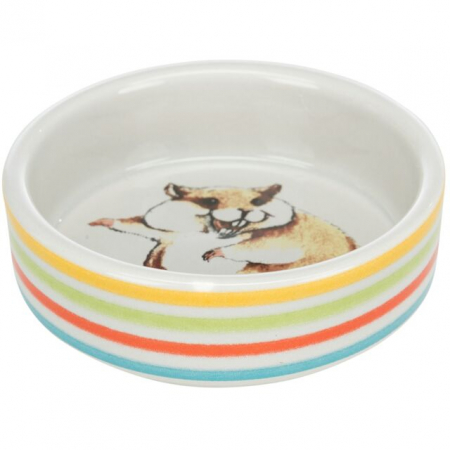 Custi si Accesorii - Castron Ceramic Comic-Hamster, 80 ml/8 cm, Multicolor/Crem, 60801