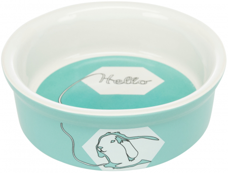 Custi si Accesorii - Castron Ceramic Pentru Iepuri, Hello, 240 ml/ 12 cm, Diferite Culori, 60736
