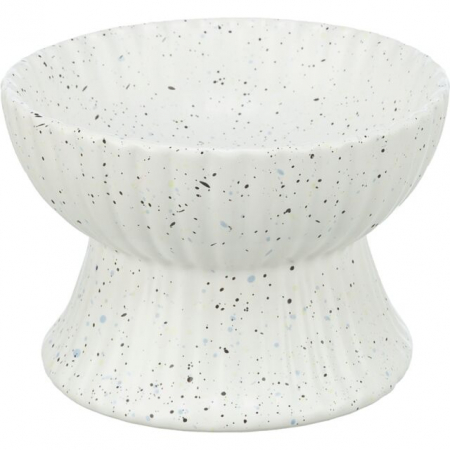 Castroane pentru Mancare si Apa Pisici - Castron Ceramic, Ridicat, 0.2 l/Ã¸ 13 cm, Alb, 24471