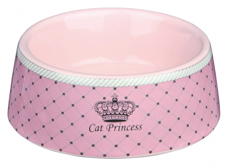 Castroane pentru Mancare si Apa Pisici - Castron Ceramica Cat Princess 0.18 l/12 cm Roz 24780