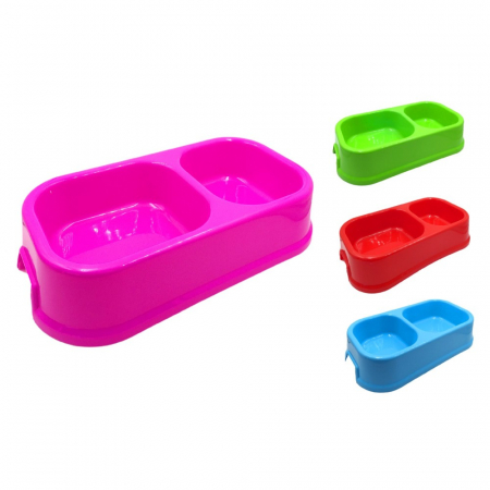 Castroane pentru Mancare si Apa Pisici - Castron dublu pvc 32/18/7 cm