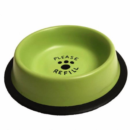 Accesorii pentru Caini - Castron metalic antiderapant verde 2,35 litri