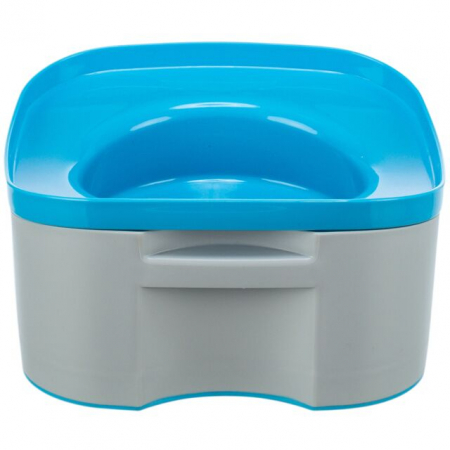 Castroane pentru Mancare si Apa Caini - Castron Pentru Calatorie, Strong, Plastic, 21x11x21 cm, Gri/Petrol, 24601