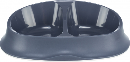 Produse pentru Pisici - Castron Plastic Dublu, 2 x 0.25l/10 x 12cm/27 x 7 x 18cm albastru, 24966