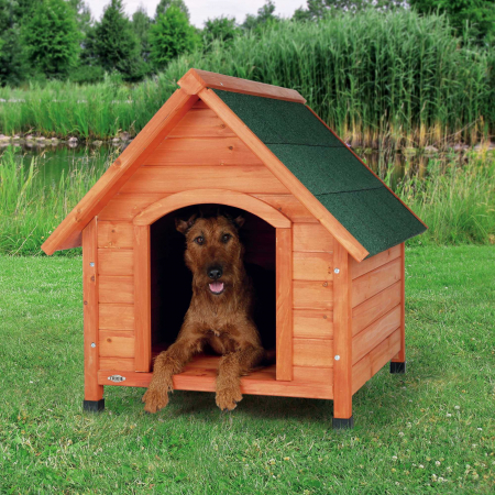Custi si Genti Transport pentru Caini - Casuta Cabana Din Lemn Pentru Caini, M: 77x82x88 cm, Maro, 39531