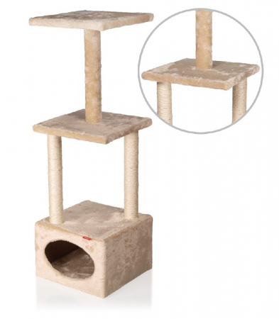 Patuturi, Iglu si Ansambluri Sisal pentru Pisici - Casuta & Stalp bej 31/31/94 cm