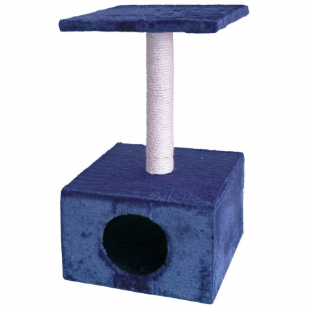 Patuturi, Iglu si Ansambluri Sisal pentru Pisici - Casuta & Stalp bej & albastru 30/30/57 cm