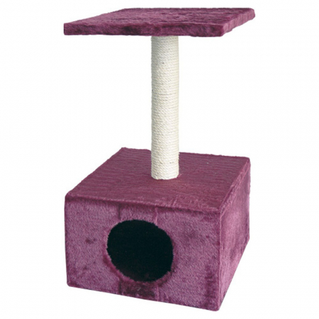 Patuturi, Iglu si Ansambluri Sisal pentru Pisici - Casuta & Stalp bej & bordo 30/30/57 cm