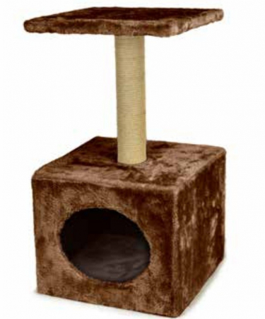 Patuturi, Iglu si Ansambluri Sisal pentru Pisici - Casuta & Stalp bej & maro 30/30/55 cm