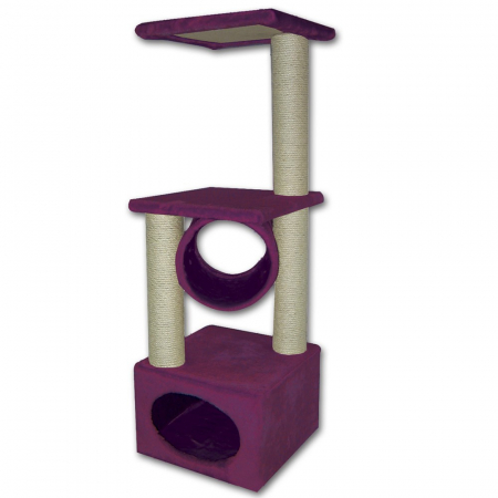 Patuturi, Iglu si Ansambluri Sisal pentru Pisici - Casuta & Stalp bordo & bej 35/35/109 cm