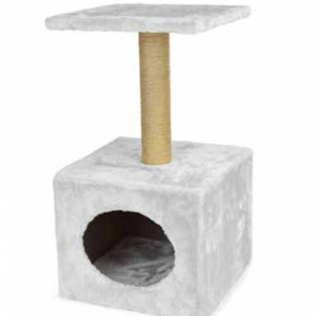 Patuturi, Iglu si Ansambluri Sisal pentru Pisici - Casuta & Stalp gri 30/30/55 cm