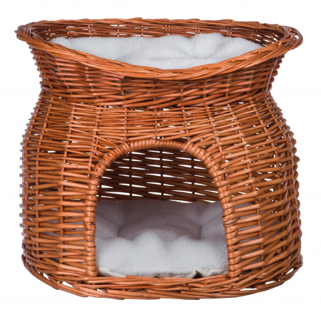 Patuturi, Iglu si Ansambluri Sisal pentru Pisici - Cos cu 2 Perne 2x1 Nuiele 54x43x37 cm Maro 2874