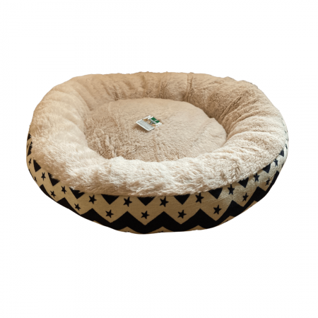 Produse pentru Pisici - Cos Rotund pentru Caini si Pisici, 40 x 12 cm, Bej/Negru, 409.39