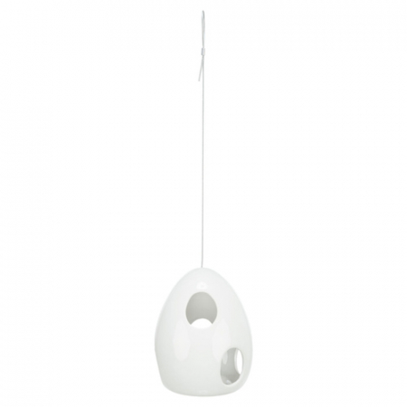 Hranitoare si Adapatoare Exterior - Cuib Ceramic Pentru Pasari, 10.5x10.5x15 cm, Alb, 57102