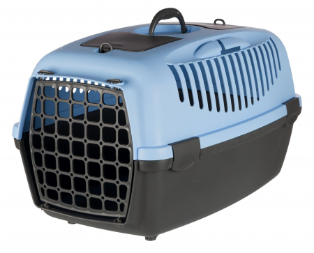 Custi si Genti Transport pentru Caini - Cusca De Transport, Capri 3, S: 40x38x61 cm, Pana la 12 kg, Gri/Albastru, 39832
