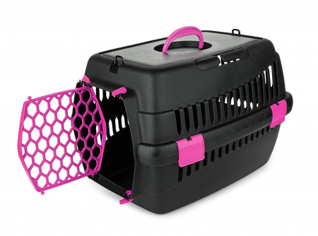 Custi si Genti Transport pentru Caini - Cusca de transport Teddy Pink 50/33/33 cm
