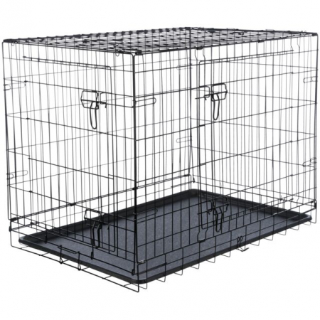 Custi si Genti Transport pentru Caini - Cusca Metal, M: 78 x 62 x 55 cm, Negru, 39302