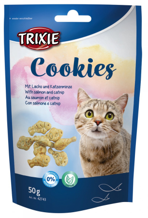 Produse pentru Pisici - Recompense Pentru Pisici, Biscuiti Cu Somon Si Catnip, 50 g, 42743