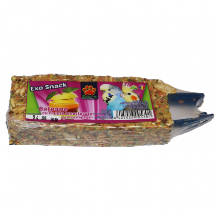 Hrana pentru Pasari - Exo Snack Baton pentru Papagali cu Mix de Fructe 2 buc 140 g