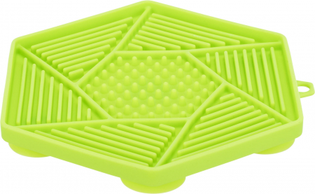 Castroane pentru Mancare si Apa Caini - Farfurie Pentru Hranire Lenta, Lick`n'Snack, cu Ventuze, din Silicon,17 cm, Verde, 34980