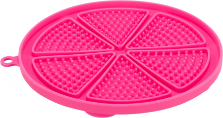 Castroane pentru Mancare si Apa Caini - Farfurie Pentru Hranire Lenta, Lick`n'Snack, Cu Ventuze, Silicon,18 cm, Roz, 34981