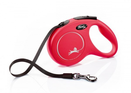 Lese pentru Caini - Flexi compact banda 5m/15kg S rosu