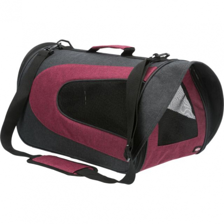 Custi si Genti Transport pentru Caini - Geanta Alina, 27 x 27 x 52 cm, 6 kg, Antracit/Bordeau, 28962