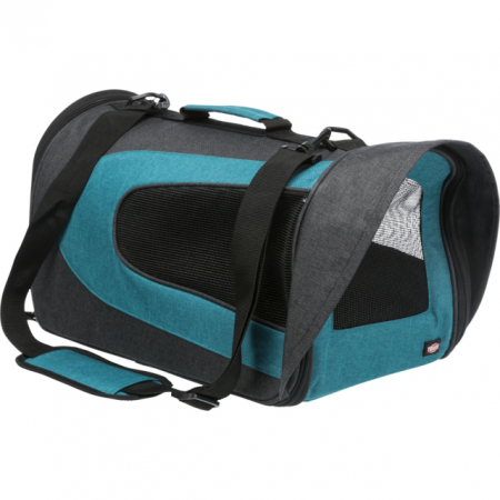 Custi si Genti Transport pentru Caini - Geanta Alina, 27 x 27 x 52 cm, 6 kg, Antracit/Petrol, 28965