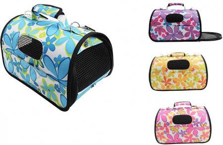 Custi si Genti Transport pentru Caini - Geanta transport flori & fancy 37/22/20 cm - S