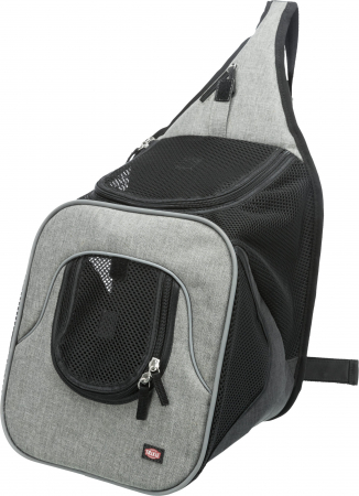 Custi si Genti Transport pentru Caini - Geanta De Transport, Savina, Frontala, 30x33x26 cm, Pana la 10 kg, Negru/Gri, 28941