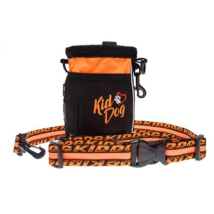 Pungi Igienice Pentru Caini - Gentuta Multifunctionala 3 In 1 Pentru Recompense, Cu Pungi Igienice, 17 x 11 cm, Portocaliu Neon/Negru, A17620