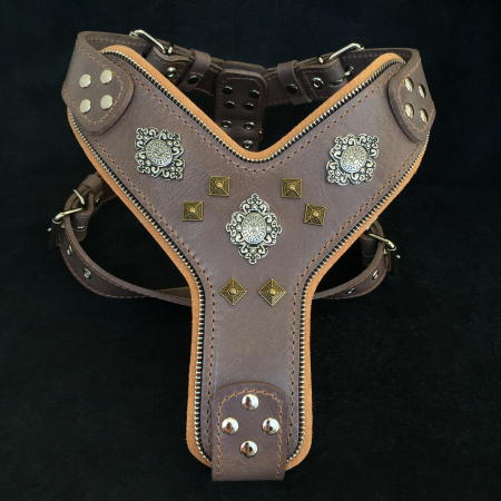 Hamuri pentru Caini - Ham Aztec, Piele Naturala, Maro, pentru Amstaff, St. Bernard, Cane Corso etc.