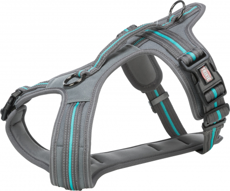 Hamuri pentru Caini - Ham Fusion Touring, M: 51-66 cm/20 mm, Gri Grafit/Albastru Ocean, 207536